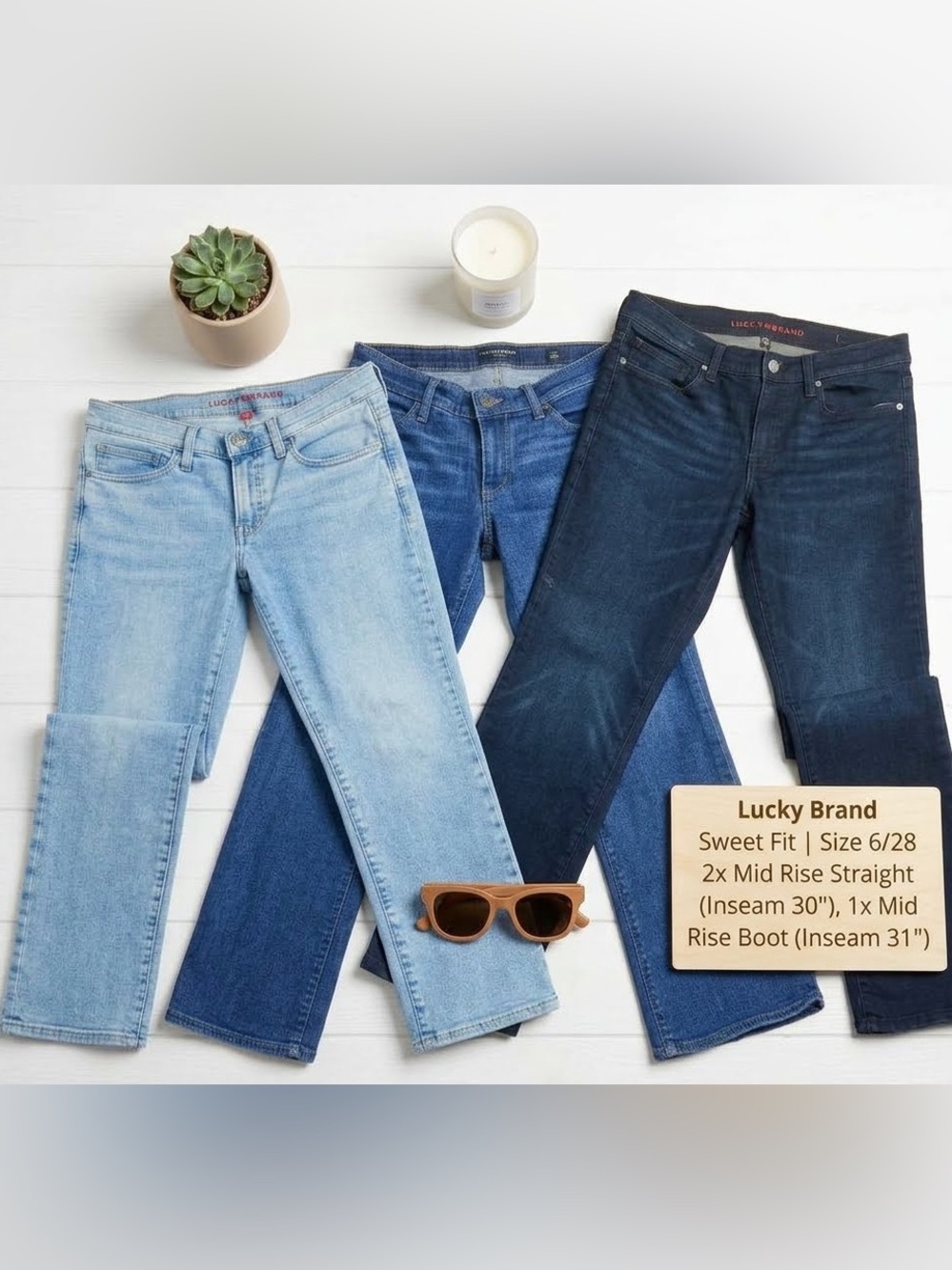 Lucky Brand | Sweet | Mid Rise Straight & Boot | 6/28 | Women’s Jeans | 3 Pairs